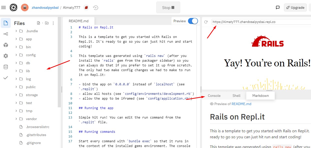 Проект Ruby on Rails на Replit.com